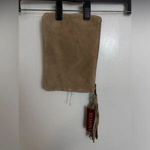 Genuine suede tan zipper bag